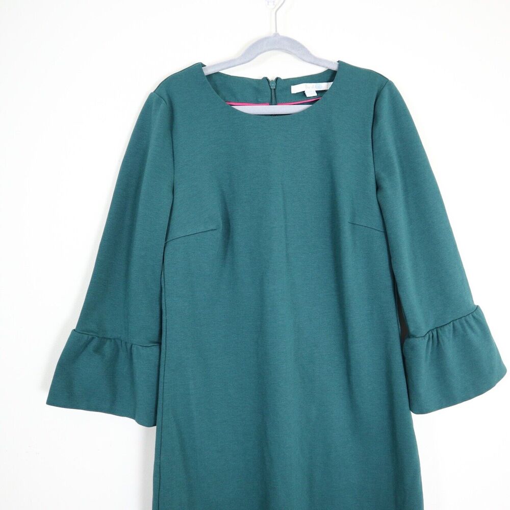 Boden US 2P Lavinia Ponte Knit Sheath Dress Flared Sleeve Green - Picture 3 of 11